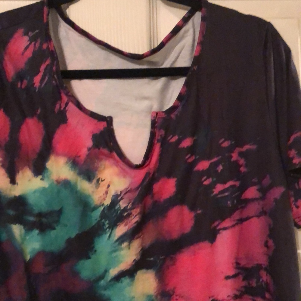 Flamingo tie dyed short sleeve tee Sz 2x - Picture 2 of 5